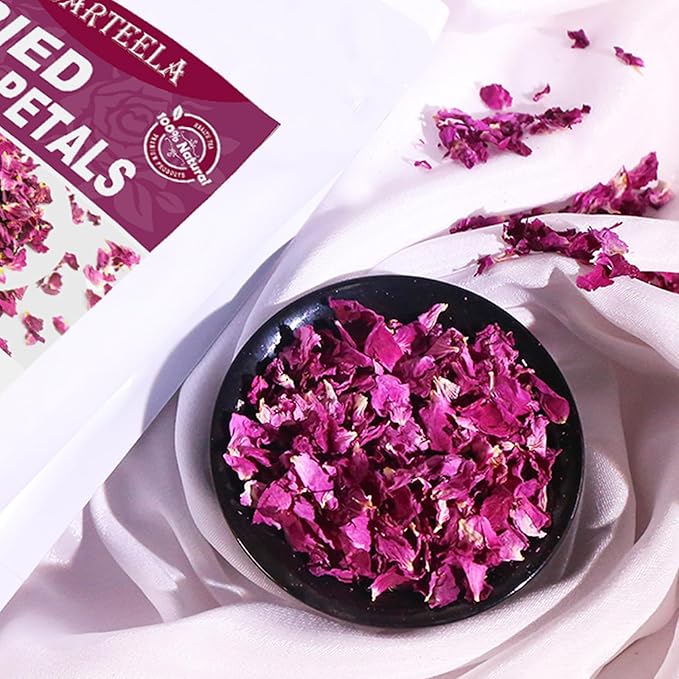 Jarteela - Dried Rose Petals Culinary- Natural Edible Rose Petals, 2oz - Food Grade Flower Petals - Non-GMO Tea - Perfect for Soap, DIY, Tea & Baking (Pack of 2)