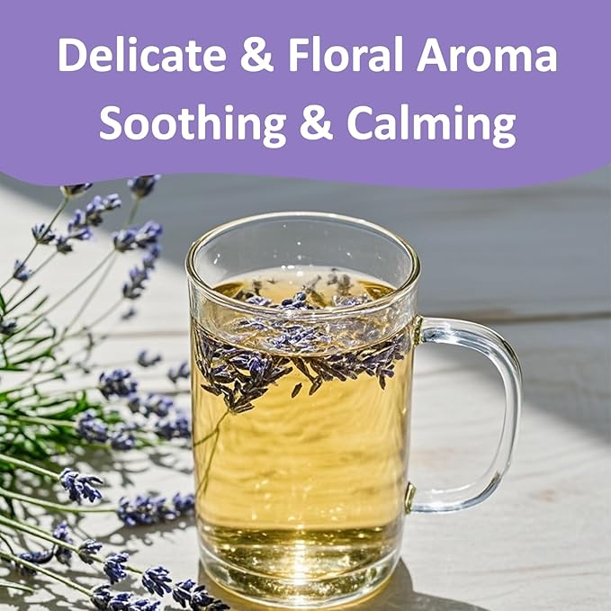 Ovikaso Tea, Lavender Tea, 16 Ounce (1 Lb), 100% Natural Food Grade, For Tea, Baking, Crafts, DIY Beauty, Sachets & Fresh Fragrance, No Sugar, No Caffeine, Loose Leaf, Resealable Kraft Bag