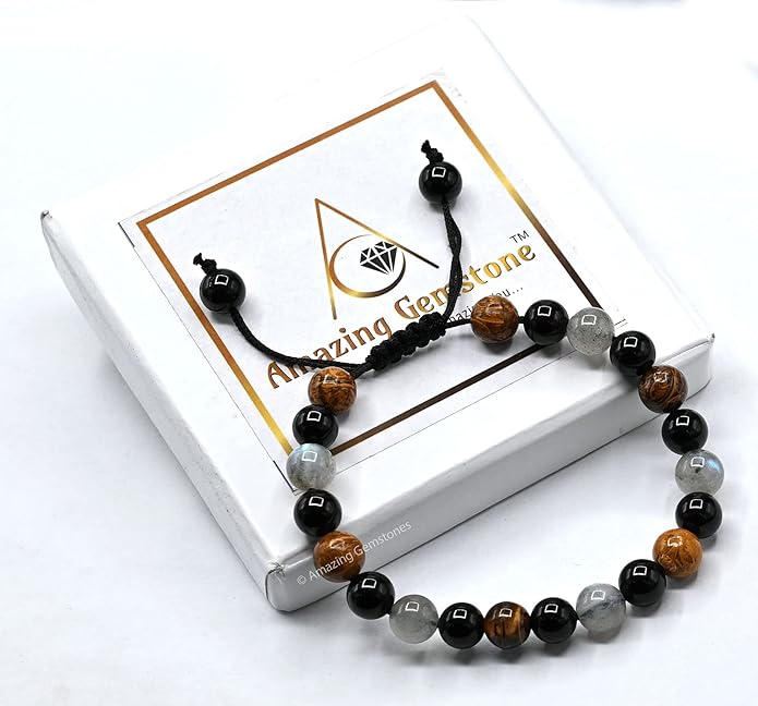 Natural Healing Crystal Bracelet for Women - Mens Bracelet Energy Balancing Gemstones Set - Adjustable Stone Bead Bracelet for Men and Women - Chakra Crystal Therapy Accessory, Meditation