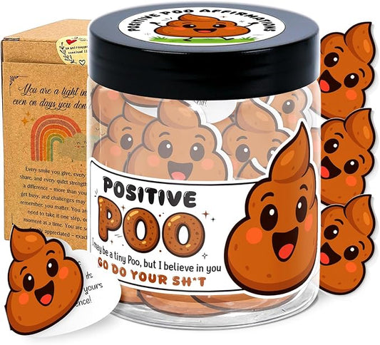 Positive Poo Affirmation Cards - Emotional Support Poop - Poop Gifts for Adults Funny - Funny Gifts for Women, Men, Teens, Coworkers, Best Friend - Positive Poop Jar with 60 Cards