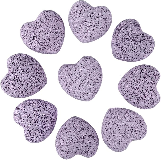 rockcloud Purple Lava Rock Stone Heart Shape Pocket Stones Dyed Lava Rocks Aromatherapy Essential Oil Diffuser Set, 0.9 Inch, 10 Pcs