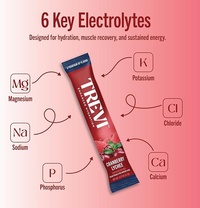 TREVI™ Sugar Free Electrolytes - Drink Mix Hydration Powder Packets - 28 Count - Cranberry Lychee
