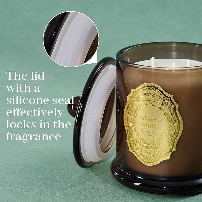 M&SENSE Tobacco Vanilla Candles for Home Scented, 2 Wick 12.7oz Soy Wax Candles Non Toxic,70 Hours Long Burning,Luxury Candles Gift for Stress Relief, Meditation, Yoga