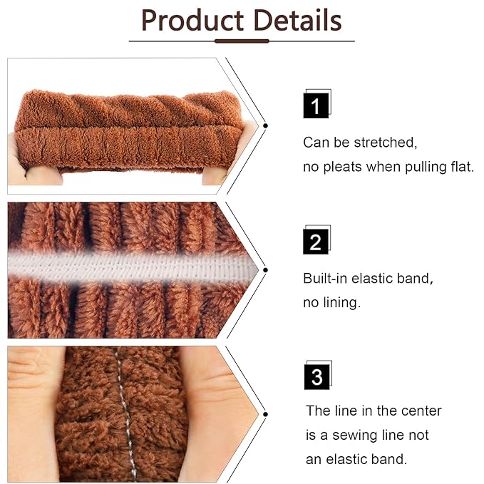 VELSCRUN Spa Headband, Makeup Face Wash Skincare Headbands, 6 Pcs Coffee Color Sponge Bow Tie Get Ready HairBand Facial Wristband Set, Stuff for Teen Girls Women Trendy Fashion Hair Accessories