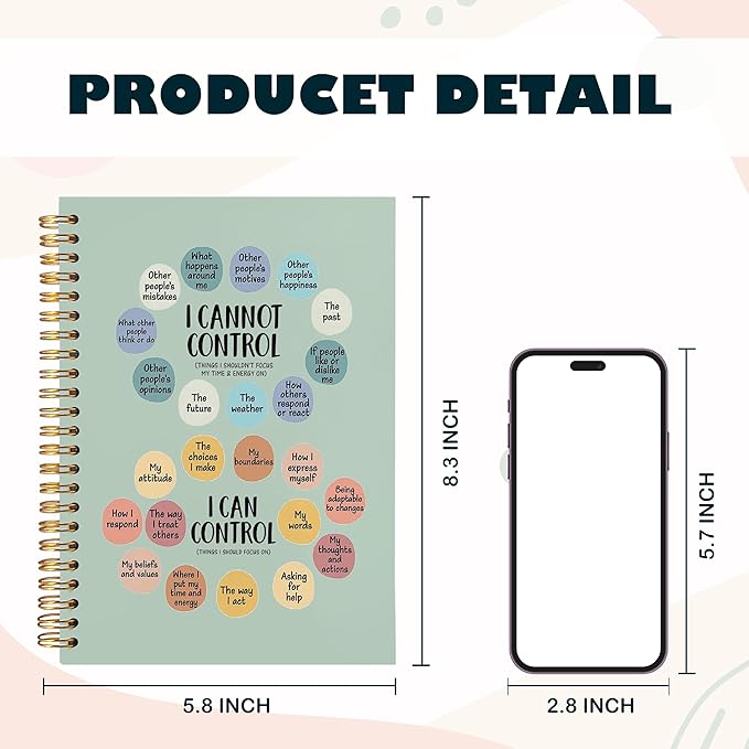 BearCake Notebook Journal, Blue Floral Notebook for Women,Journal for Women, Aesthetic Office Supplies Hardcover Spiral Notebook 5.5x8.3 644