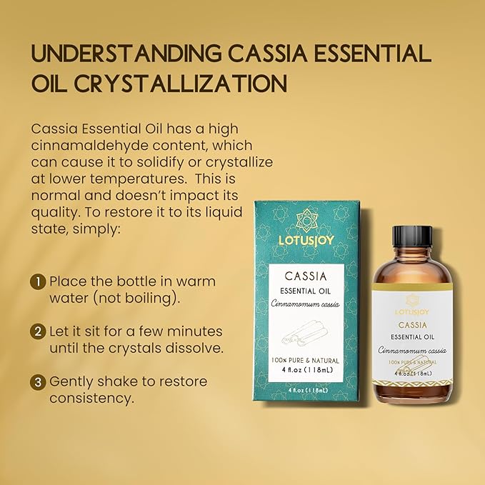 Cassia Cinnamon Bark Essential Oil for Body, Massage, Room Spray, Diffuser, DIY Home Crafts- 4 Oz