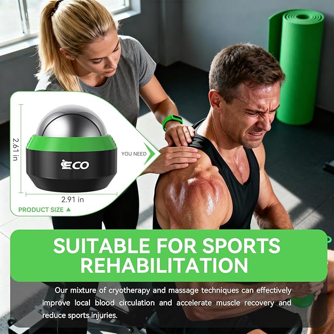 iECO Cryosphere Cold Massage Roller Ball - Massage Ball for Cold & Heat Relief, Myofascial Release, Trigger Point Therapy, Muscle Knots - Deep Tissue Ice Massager