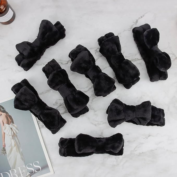 Ondder Black Spa Headband for Women and Girls - Washing Face, Bow Skincare Headbands, Makeup, Shower Hair Accessories