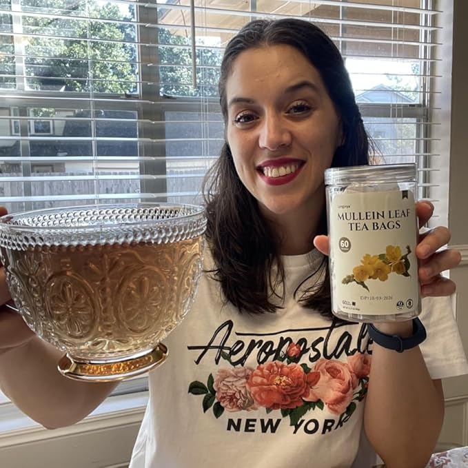 Lynginya Mullein Leaf Tea Bags, 60 Tea Bags (Pack of 2) - Premium Mullein Leaf - Natural Herbal Tea - Earthy & Mild - No Sugar & No Caffeine - Total 120 Bags