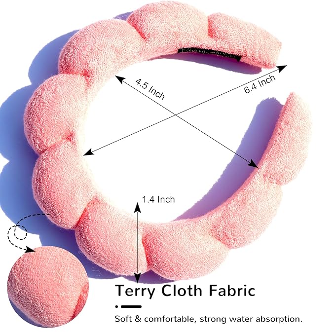 Spa Headbands for Washing Face or Facial, Makeup Headband, Skincare Headbands, Terry Cloth Headband Face Wash Puffy Headband, Mask, Skin Treatment