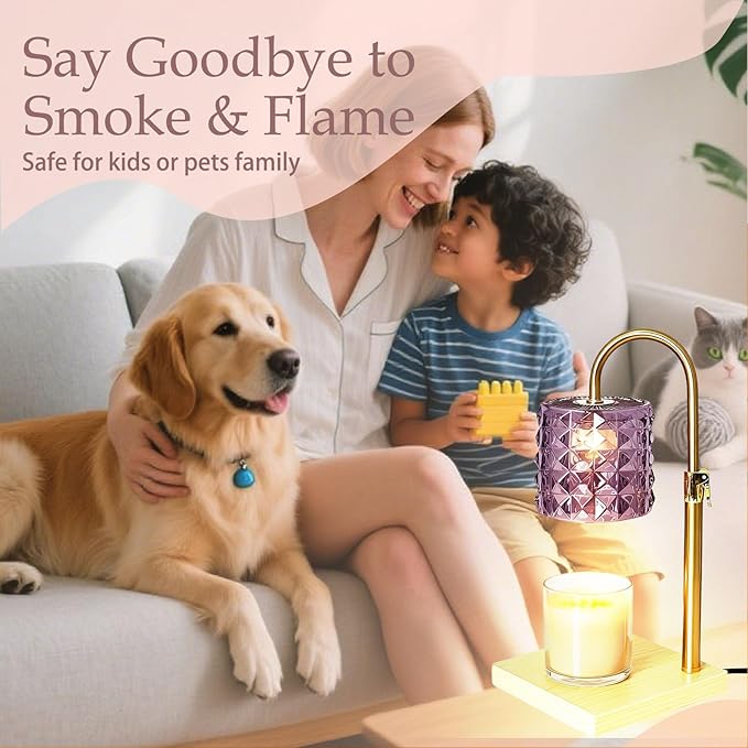 Purple Candle Warmer Lamp with Timer & Dimmer, Adjustable Height Flameless Wax Melt Warmer for Jar Candles, Birthday Gifts for Mom Women Men Friend Sister, House Warming Gift New Home Decor(Purple)