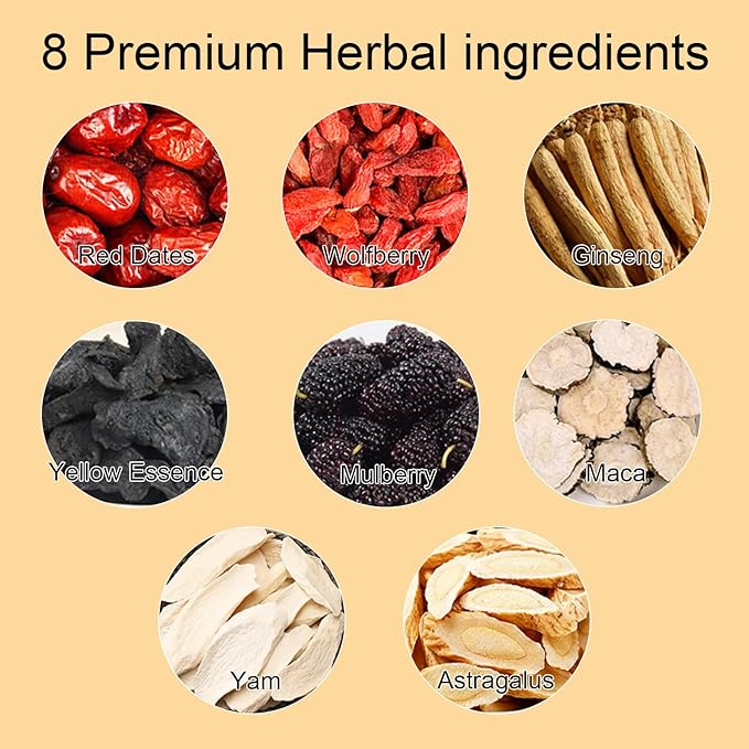 2025 New Ginseng Eight Treasure Herbal Tea,Red Date Wolfberry Mulberry Goji Health Tea Bags for Women & Men,30 Bags(2PC)