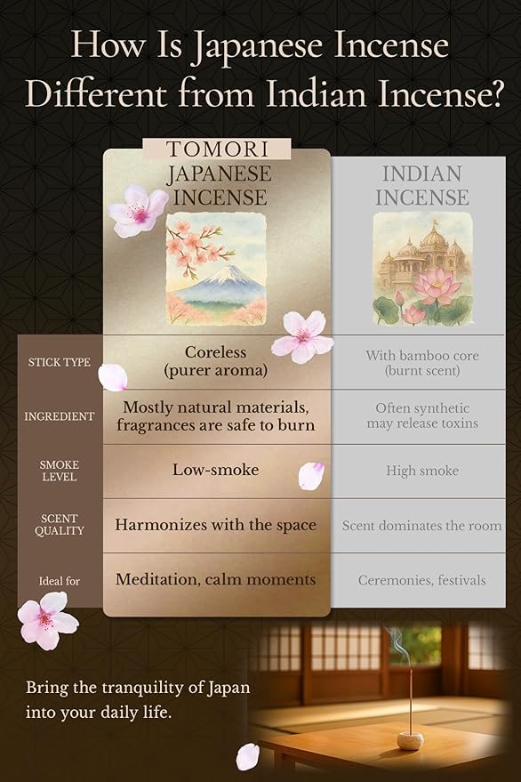 Sandalwood Spicy Premium Japanese Incense Sticks 60sticks Coreless Low Smoke Natural Charcoal Free Non Toxic Temple Kyoto Aroma Aromatherapy Meditation Calming Stress Relief Relaxation Yoga TOMORI