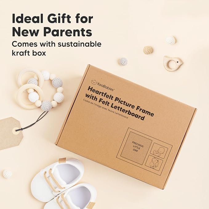 Nursery Picture Frame with Felt Letter Board - Baby Keepsake Frame for Ultrasound Photo & Birth Announcement, Boys & Girls Gender Reveal Gifts, Cute Baby Shower Gifts for New Mom(Alpine White)