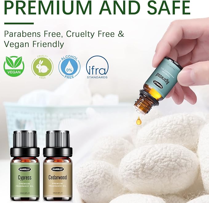 Woody Essential Oils Set, Woody Scents Fragrance Oil Aromatherapy Essential Oils Kit for Diffuser (6x10ML) - Sandalwood, Cedarwood, Teakwood, Agarwood, Cypress, Forest Pine Aromatherapy Oils