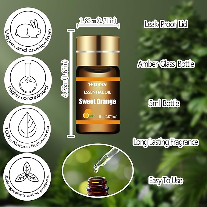 Essential Oils Set-Essential Oils-Perfect for Diffuser, Humidifier,Aromatherapy, Massage,Soap Making,Skin & Hair Care,30x5 ml