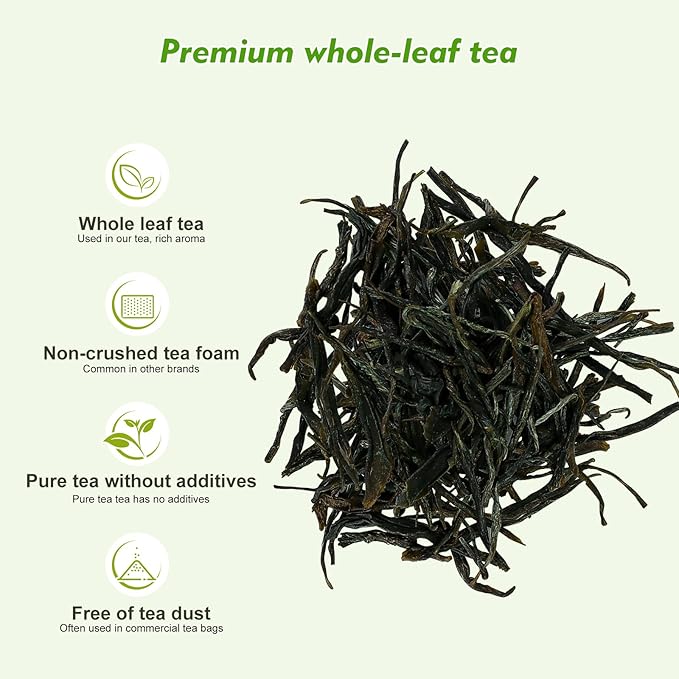 GTGLOTRA Full-Leaf Loose Green Tea, 24 Pyramid Bags(4 Pack), 100% Natural No Additives, Caffeine Alternative to Coffee, Easy Brew, Biodegradable Tea Whole Leaf Tea Sampler,, Family Size, Suitable for Gifts, Office Reception