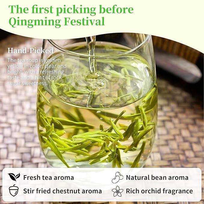 XIXICHA Longjing Tea New Tea Grade AAA Dragon Well Green Tea Loose Leaf Hangzhou Dragonwell Chinese Green Tea Fresh Bean Aroma 龙井茶 绿茶 明前龙井 茶叶 4.23oz/120g