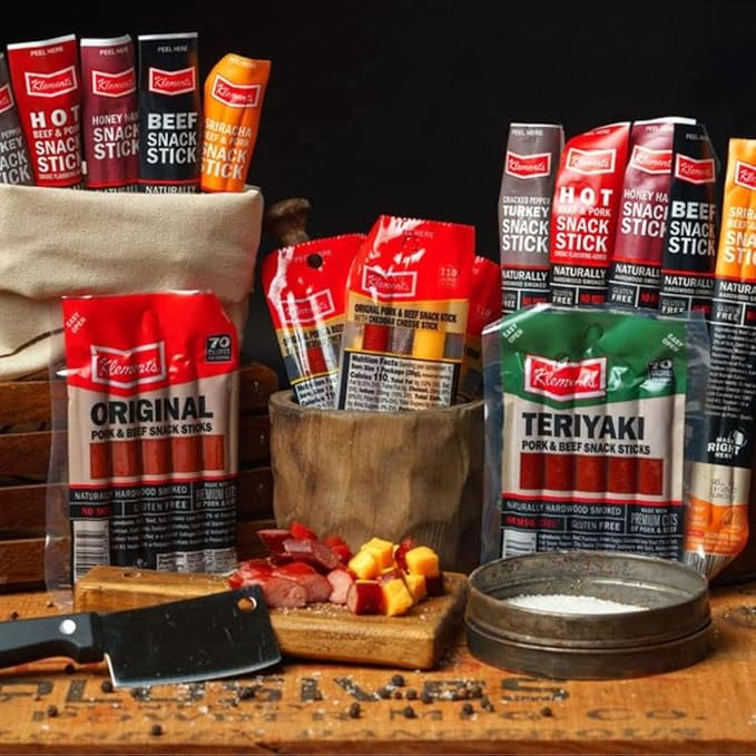 Jerky Gift Basket for Men - 26pc Jerky Variety Pack of Beef, Pork, Turkey, & Ham Snack Sticks - High Protein Healthy Snack - Unique Gift for Men