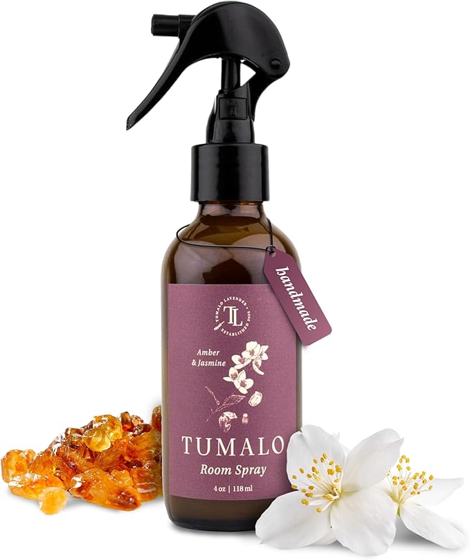 Room Spray - Sophisticated, All Natural Home Fragrance, Pure Essential Oil Air Freshener & Odor Eliminator, Refreshing Scent, Made in the USA, Amber & Jasmine, 4 oz Glass Bottle