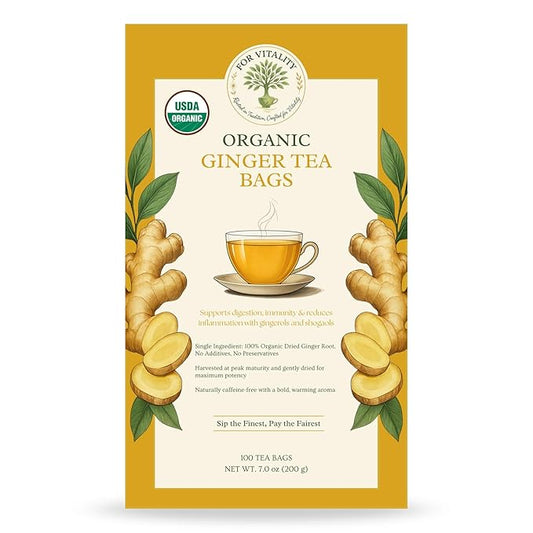 Organic Ginger Tea (100 tea bags | 7 oz | 200g) - Supports healthy circulation and digestion