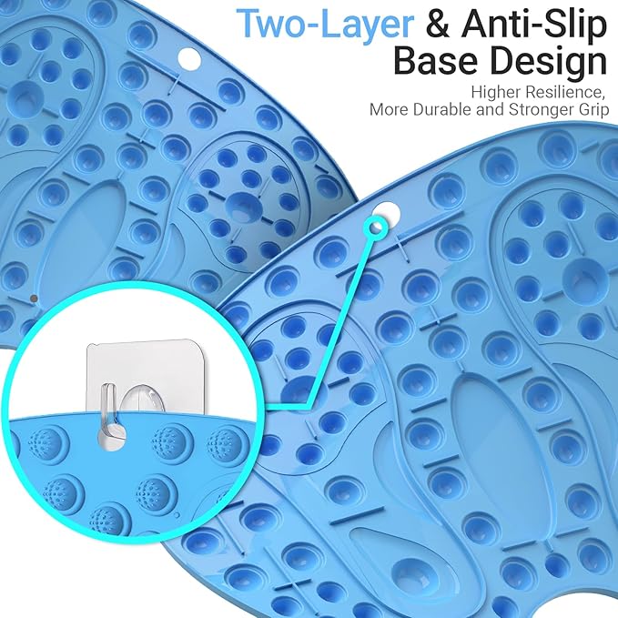 Foot Massage Mat and Foot File Set, Reflexology Mat with Magnetic Therapy for Feet Pain, Fatigue and Stress Relief, 2-Type Stainless Foot File Callus Remover(Blue+Black)