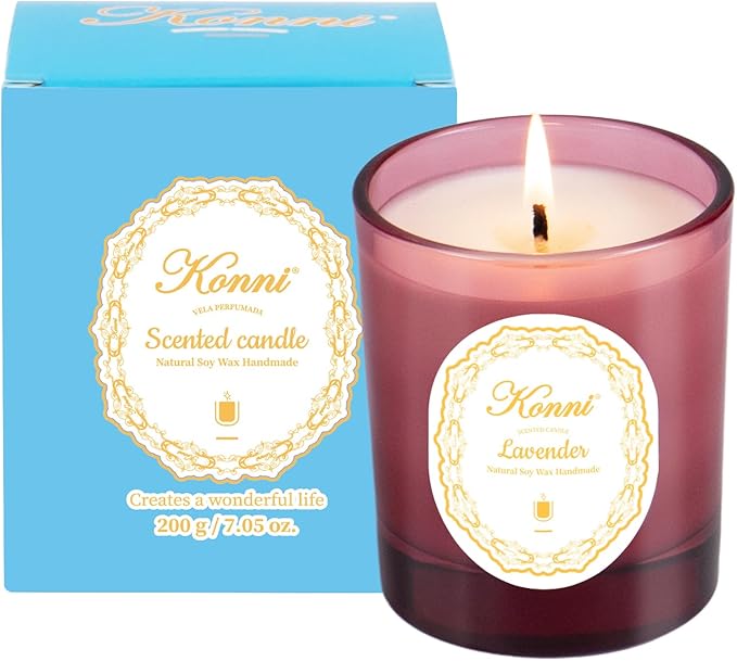 KONNI Lavender Scented Candles, Soy Candles, Aromatherapy Candle, Scented Candle for Men Women, 7.05oz Soy Wax Candle for Home, Birthday Gifts for Mom, Lovers
