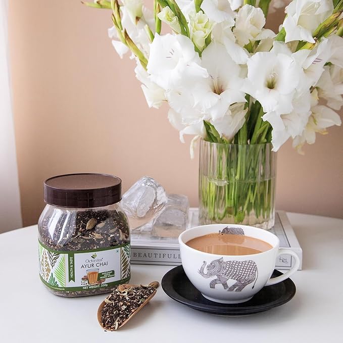 Octavius Ayur Chai Nature Care Tea | 250g Jar | Exotic Indian Ayurvedic Herbal Blend | Wellness & Immunity Boosting Tea | Caffeine-Free Herbal Tea