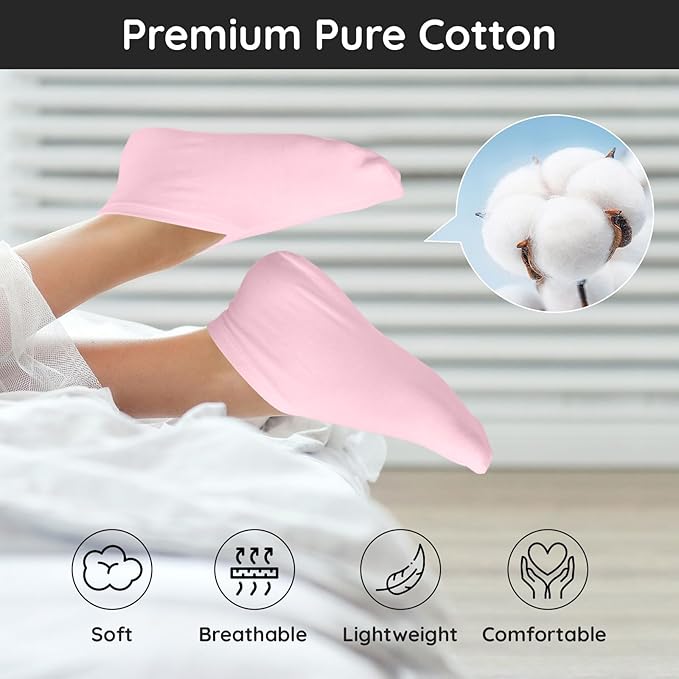 Segbeauty 12 Count Moisturizing Cotton Socks for Women, 6 Pairs Lotion Socks for Cracked Heel Repair, Overnight Foot Care Spa Moisture for Dry Feet, Pink Sleep Sock for Cracked Heels Moisturizer Men