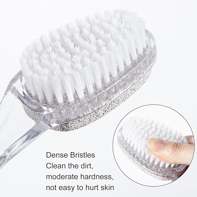 2 Pcs Foot Pumice Stone Brush Calluses Remover, Large Foot Scrubber Foot File with Handle 2 in 1 Suitable for Horniness Foot Spa, Foot Care Smooth Skin (Transparent)