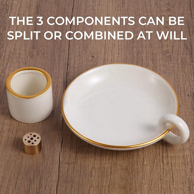 Sage Holder, Ceramic Palo Santo Sticks Holder, Sage Burner Holder with Handle, 4.72" Sage Incense Holder for Meditation, Yoga and Relaxation