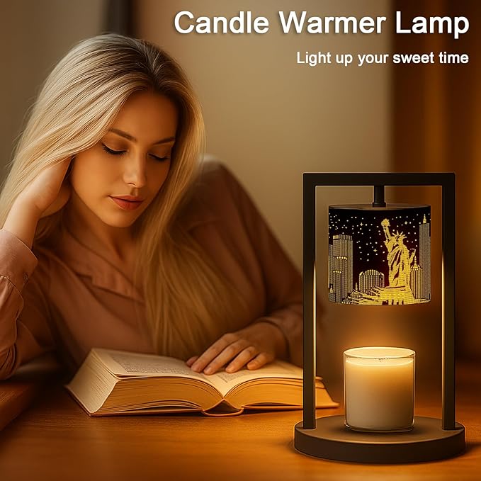 Candle Warmer Lamp with Timer Wax Melt Warmer for Scented Jar Candles Candle Lamp Warmer Gifts for Mom, House Warming Gifts New Home Office Dorm Room Fall Decor (Statue of Liberty)