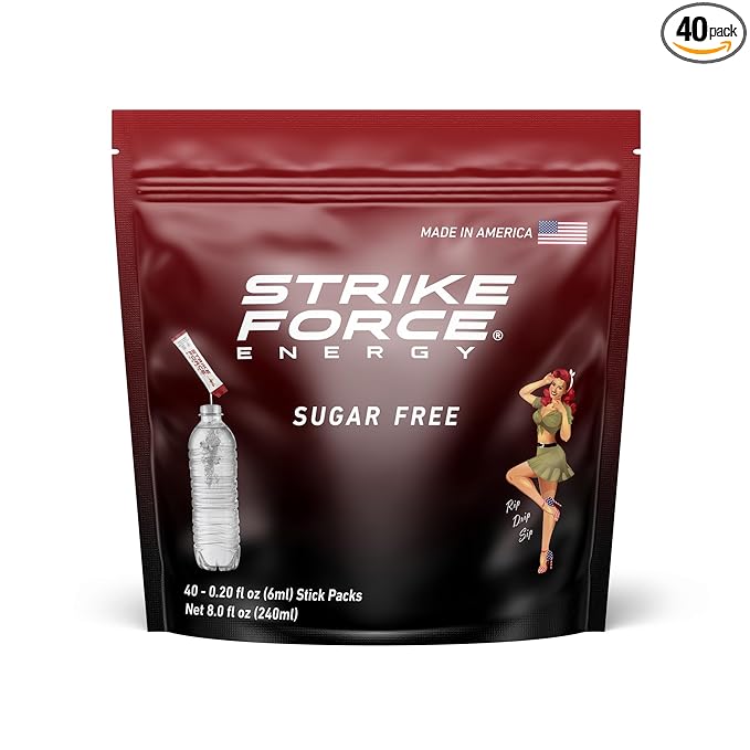 Strike Force Energy Drink Mix - Original Flavor - Natural Tasting Caffeine Drink - Turn Any Drink into a Healthy Energy Drink - Zero Calories, Keto Friendly, Sugar Free, Pre Workout (40 Liquid Packs)