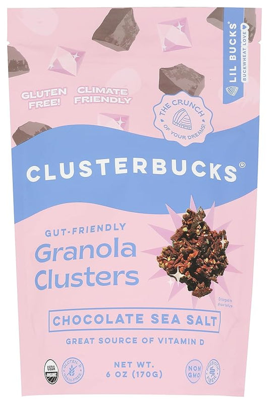 Clusterbucks Superfood Clusters – Grain-Free, Keto-Friendly Granola with Regeneratively Grown Sprouted Buckwheat– Gluten-Free, Low-Carb, Organic Healthy Snack (6 Ounce (Pack of 1), Chocolate Sea Salt)