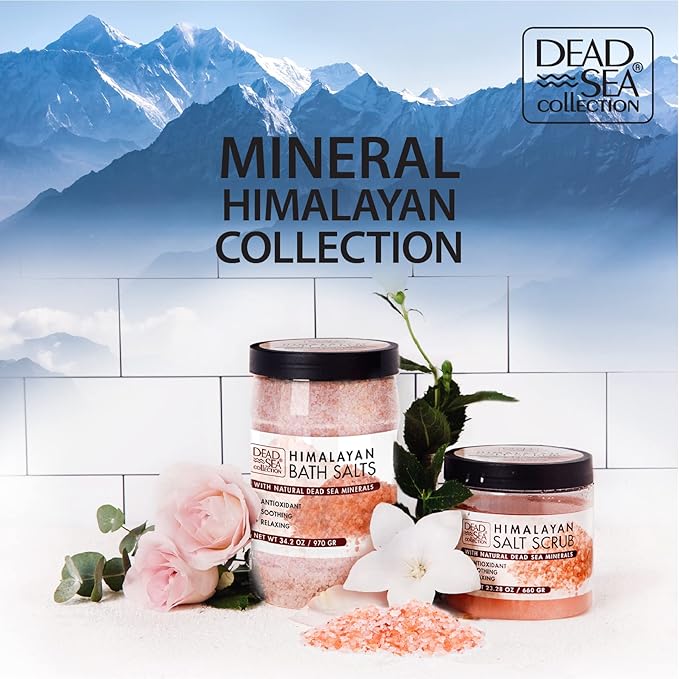 Dead Sea Collection Himalayan Bath Salts – Pure Dead Sea Minerals and Himalayan Pink Salt - Nourishing Soothing and Relaxing Skin and Muscle – 34.2 Oz