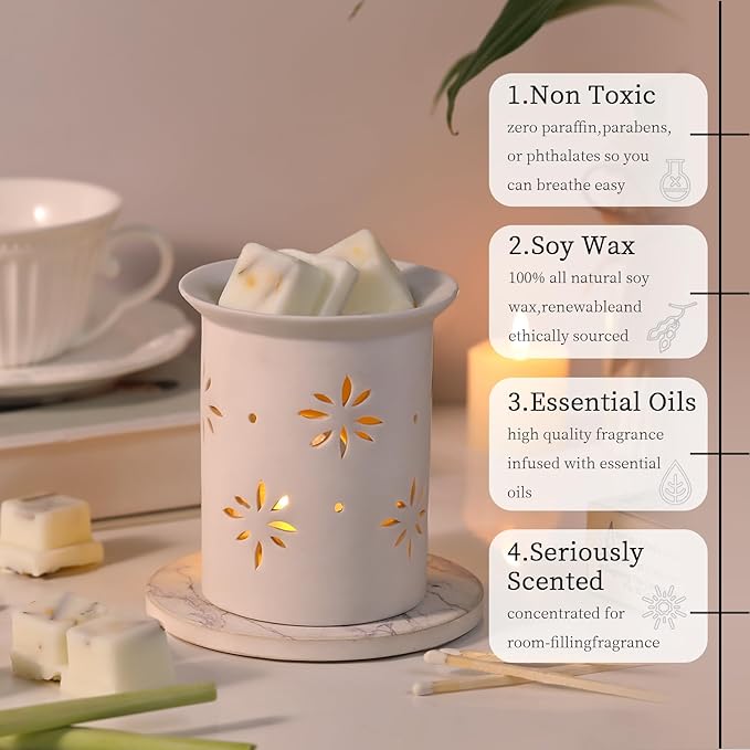 LETINE Wax Melts 10oz(4 Pack), Lemongrass Scented Wax Melts, 100% Soy Wax Melts Wax Cubes with Natural Strong & Non Toxic Essential Oil for Warmer, Gifts Set for Home Fragrance/Spa/Aromatherapy