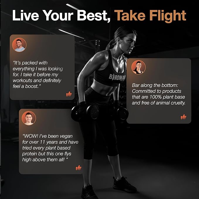 Birdman Falcon Performance Vegan Protein Powder, 31g Protein, 5g Creatine, 5g BCAA, Probiotics, Electrolytes, Pre Workout, Low Carb, Sugar Free & Dairy Free, Plant Based Chocolate Protein -19 servings