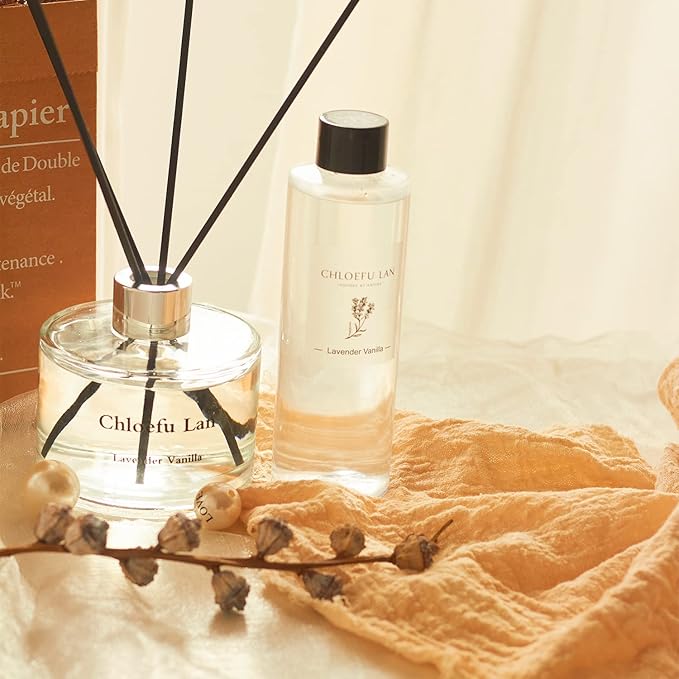 Chloefu LAN Cherry Blossoms Reéd Diffuser Refill 200ml/6.76 fl oz Natural Essential Scented Oil, Best for Aromatherapy, SPA and Home, 0% Alcohol