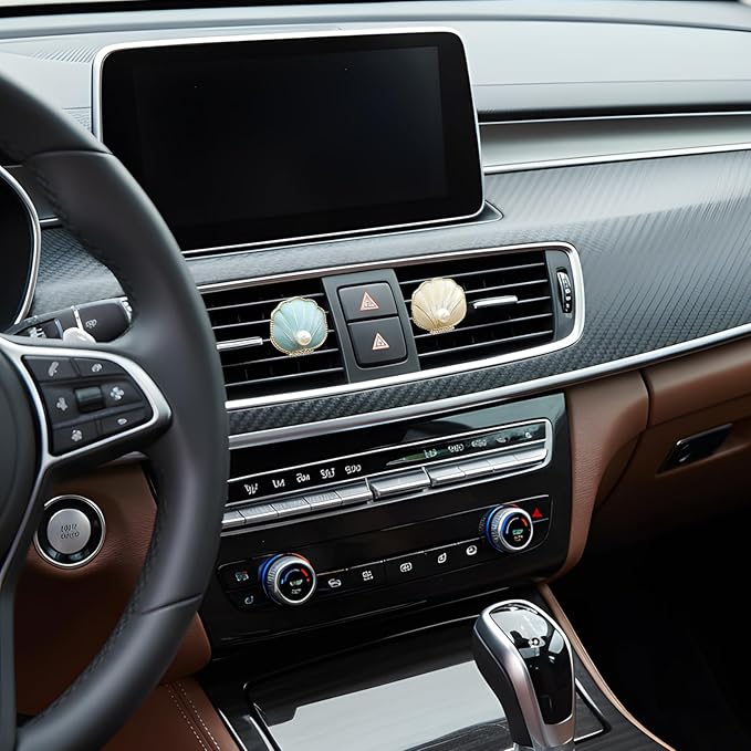 2Pcs Car Vent Clips Air Fresheners - Beach Seashell Car Accessories Dashboard Decorations, Cars Interior Diffuser Decor Gift for Women Lover and Friend