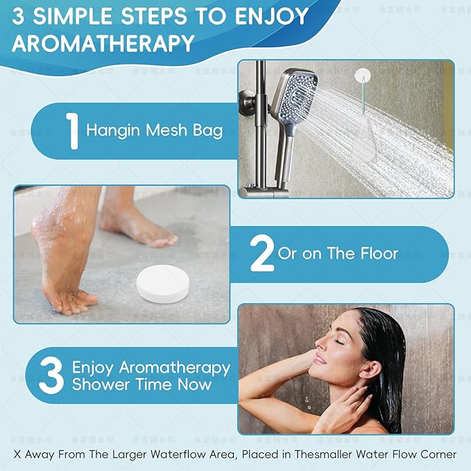 Shower Steamers Aromatherapy, 5 Pack Eucalyptus & Mint Shower Bombs with Natural Essential Oils, Spa Shower Tablets, Relaxation & Self Care Gifts for Women, Stress Relief, Nasal Relief