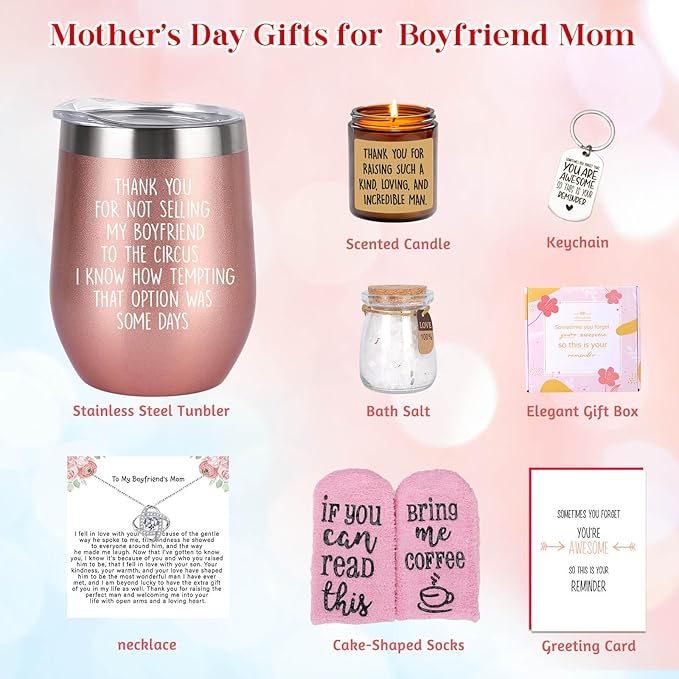 Ithmahco Boyfriends Mom Mothers Day Gift, Mothers Day Gifts For Boyfriends Moms, 8pcs Gift Basket For Boyfriend Mom From Girlfriend