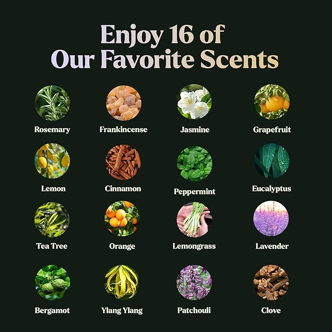 Essential Oils Set - 16 Pcs Premium Grade Home Essentials Oils - for Diffusers, Fragrance, Scents for Candle Making - Natural Aromatherapy Oils for Cars & Home Products, Room Sprays