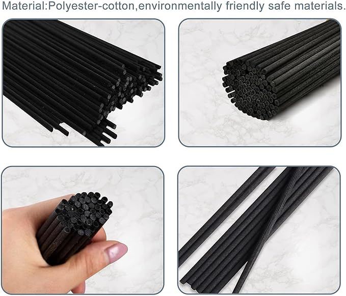 Urban Naturals Reed Diffuser Sticks 10 Inch Black Fiber, 50 Count, Premium Replacement for Fragrance Oil Diffusers
