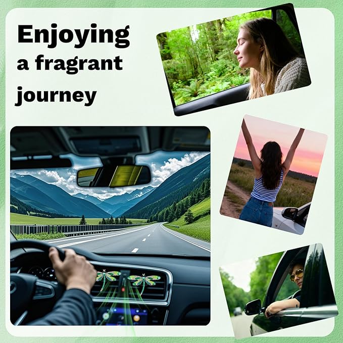 Dragonfly Car Vent Clips - 2Pcs Rhinestone Air Fresheners Bling Cars Dashboard Accessories, Cute Interior Diffuser Decor Gift for Women Lovers & Friends