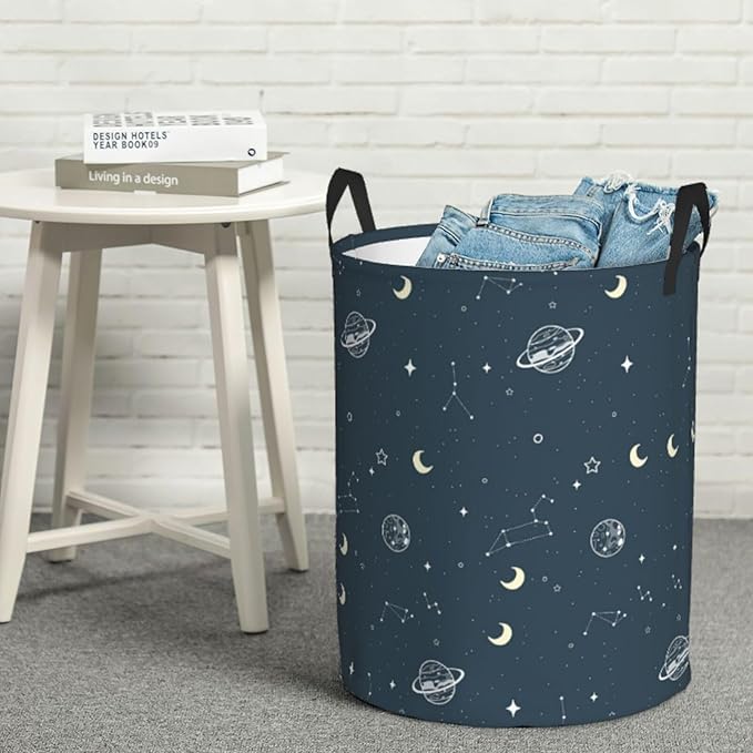 Laundry Basket Moon Space Collapsible Large Capacity, Dirty Clothes Basket Durable Lightweight Hamper With Handles Ideal For Clothes, Toys Home Organization