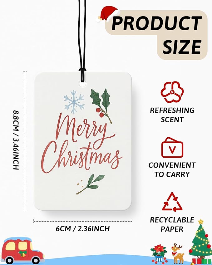 Pink Boho Christmas Berry Car Air Freshener 4 Pcs, Coquette Bow Xmas Tree Snowflake Hanging Air Freshener for Cars Closet Drawer Books, Girly Christmas Car Accessories Mirror Decor for Women