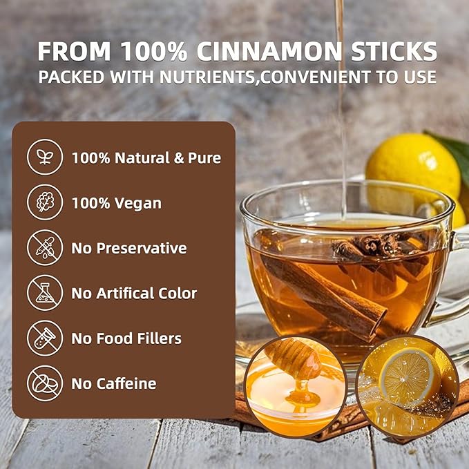 Veyorra Cinnamon Tea Bags -Natural & Pure Cinnamon Bark, Herbal Tea. No Sugar, No Caffeine, No Gluten, Vegan (110 Bags)
