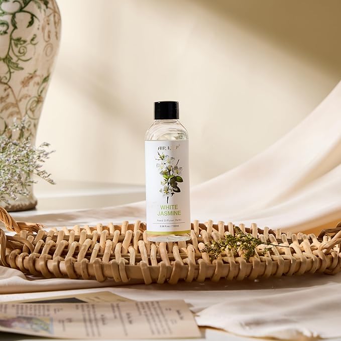 Airkeep Reed Diffuser Oil Refill/White Jasmine/3.38oz(100ml/1 Pack/Scented Oil Refill for Reed Diffuser Home Fragrance for Bedroom, Bathroom Office Home Decor