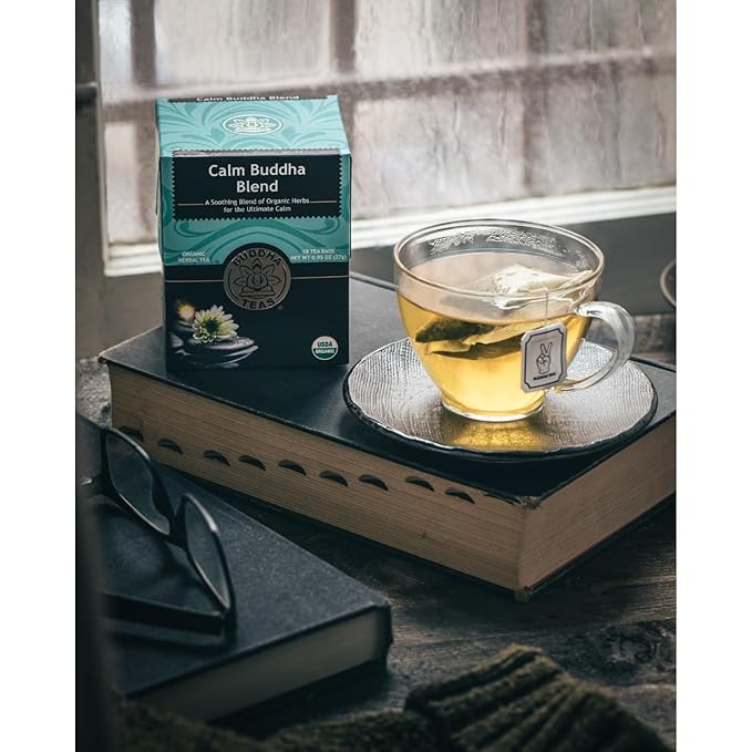 Buddha Teas - Calm Buddha Blend - Organic Herbal Tea - For Health & Wellbeing - Blend of Organic Herbs - Clean Ingredients - Caffeine Free - OU Kosher & Organic - Non-GMO - 18 Bleach-Free Tea Bags