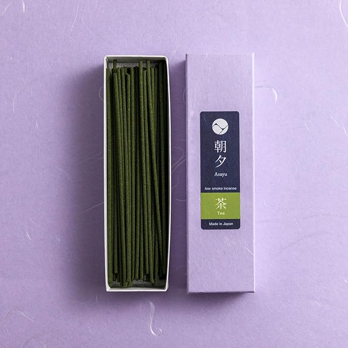 Asayu Japanese Low Smoke Green Tea Incense Sticks 20g Sample Size, 100% Made in Japan with Less Irritation, Non-Toxic Matcha Incense for Morning Energy, Yoga, Meditation or Mindfulness
